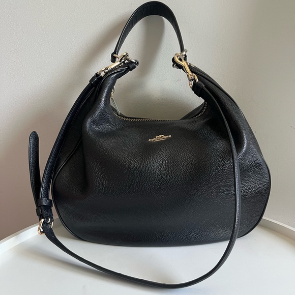 Coach Pebbled Leather Black Harley Hobo Shoulder Bag F38259 - Picture 1 of 16